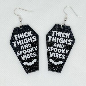 Thick Thighs and Spooky Vibes Glitter Dangle Earrings